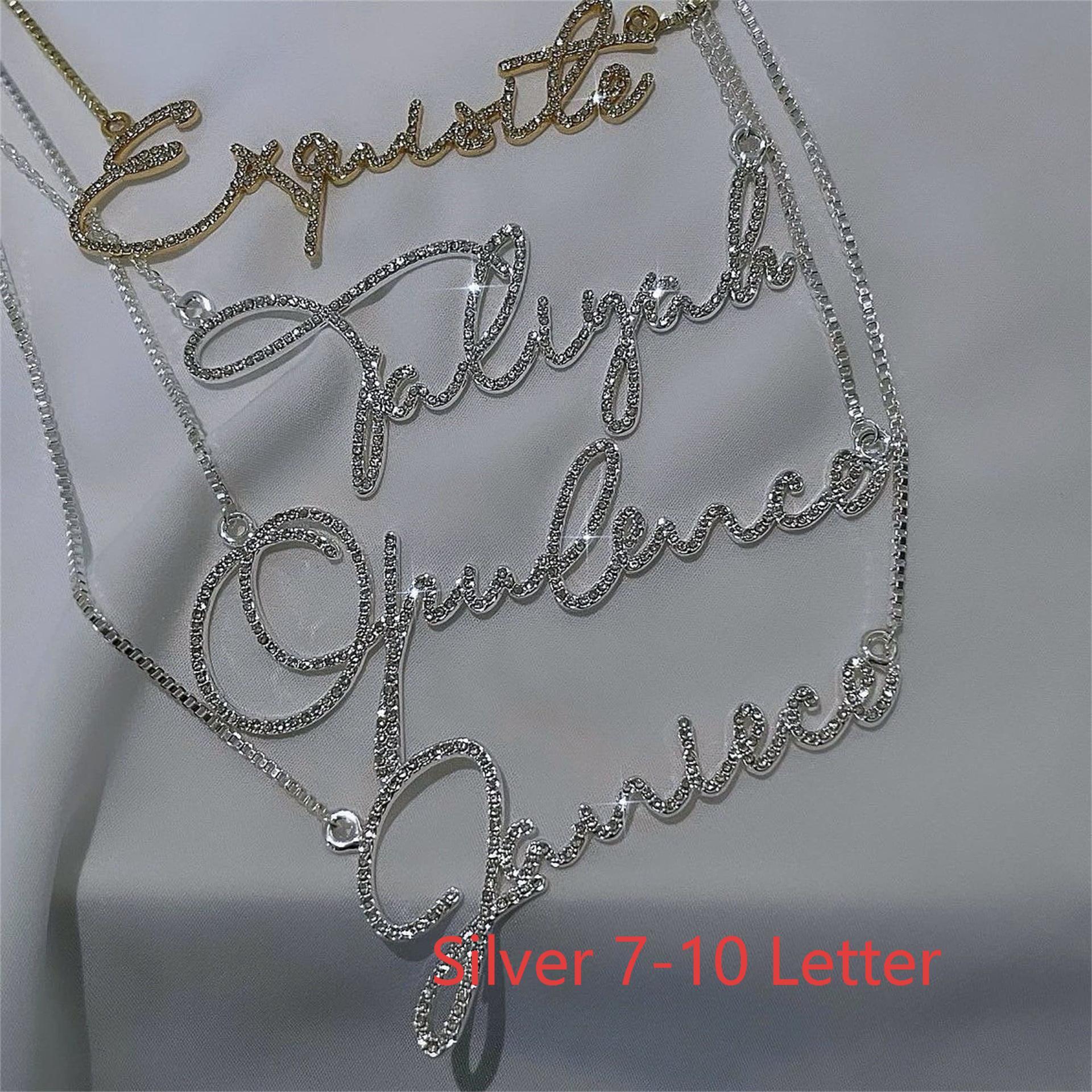 Name Necklace Stainless Steel English Letter Name Diamond-studded Necklace