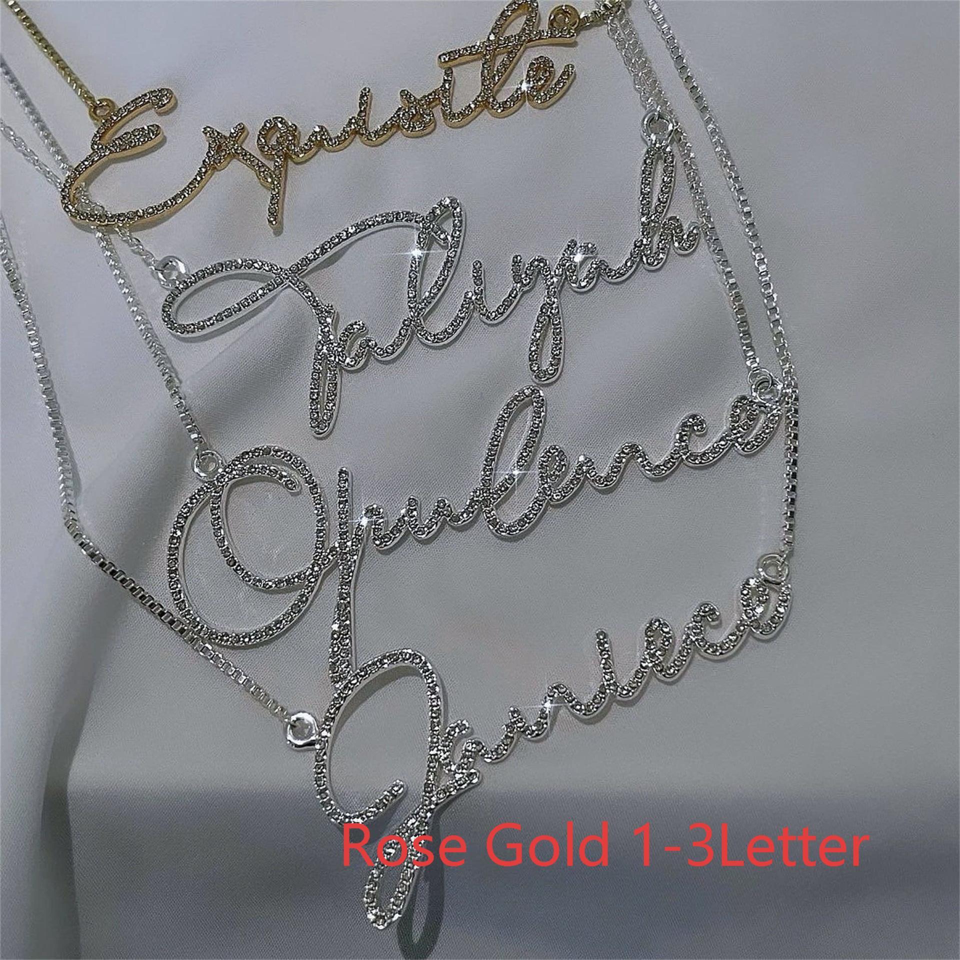 Name Necklace Stainless Steel English Letter Name Diamond-studded Necklace