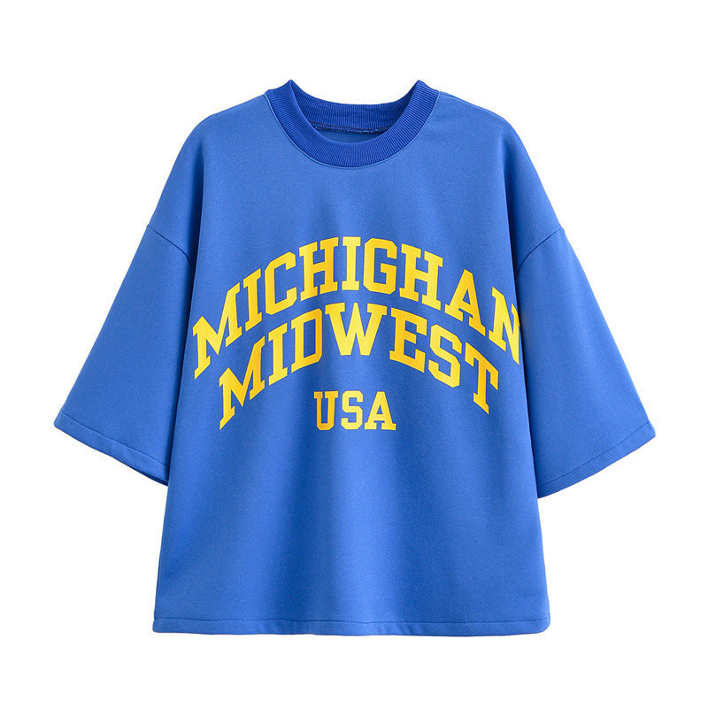 Printed Washed Short-sleeved Shirt Casual Shorts