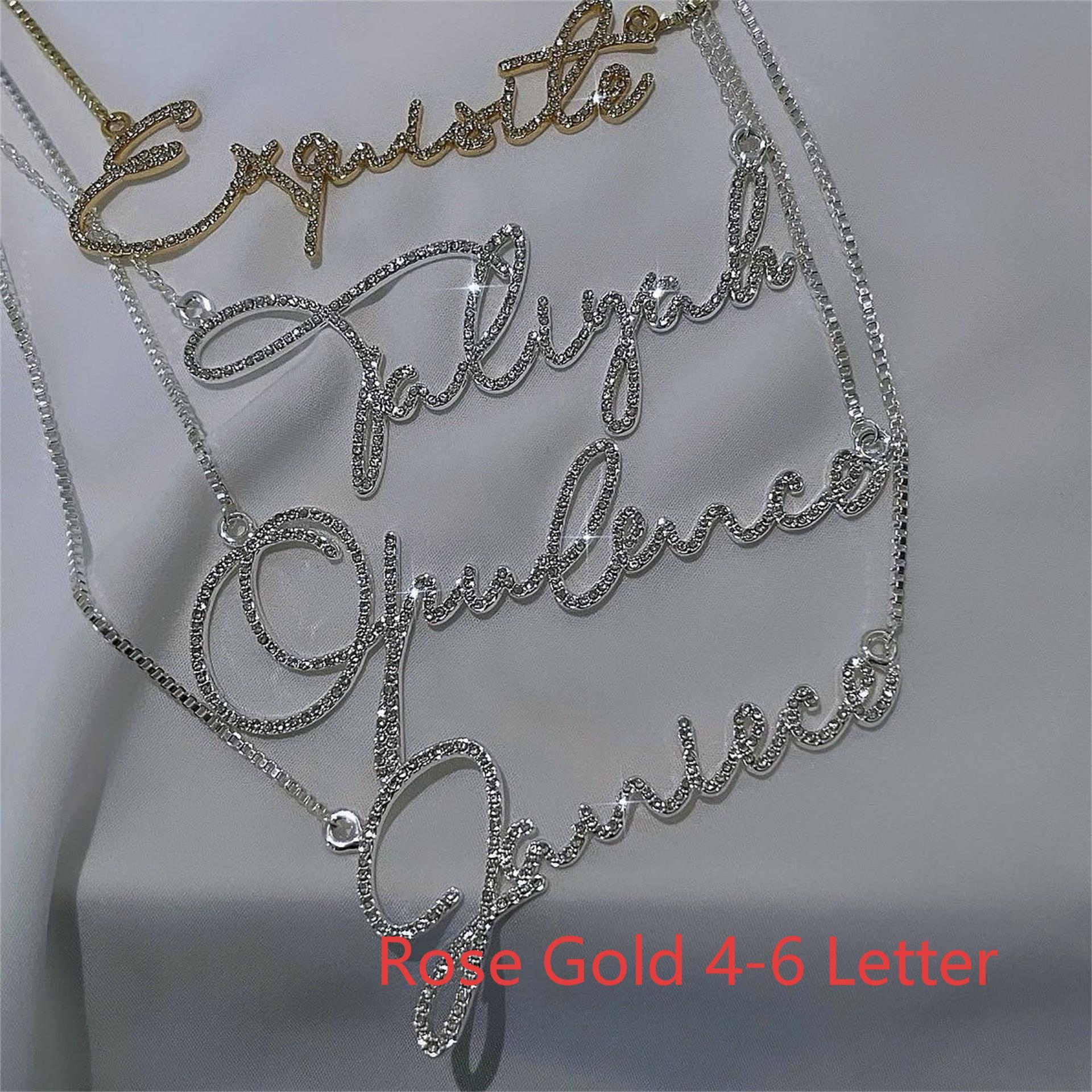 Name Necklace Stainless Steel English Letter Name Diamond-studded Necklace
