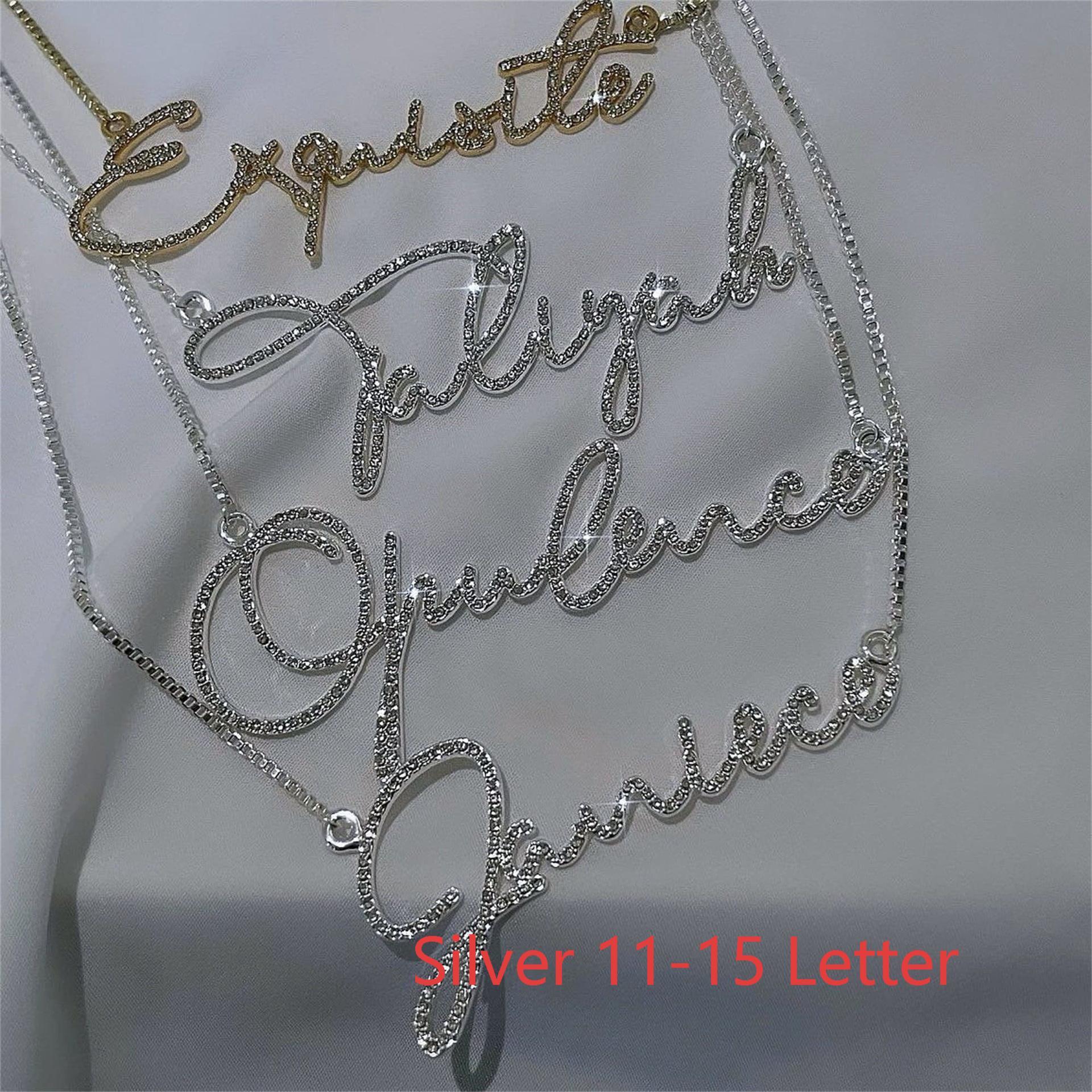 Name Necklace Stainless Steel English Letter Name Diamond-studded Necklace