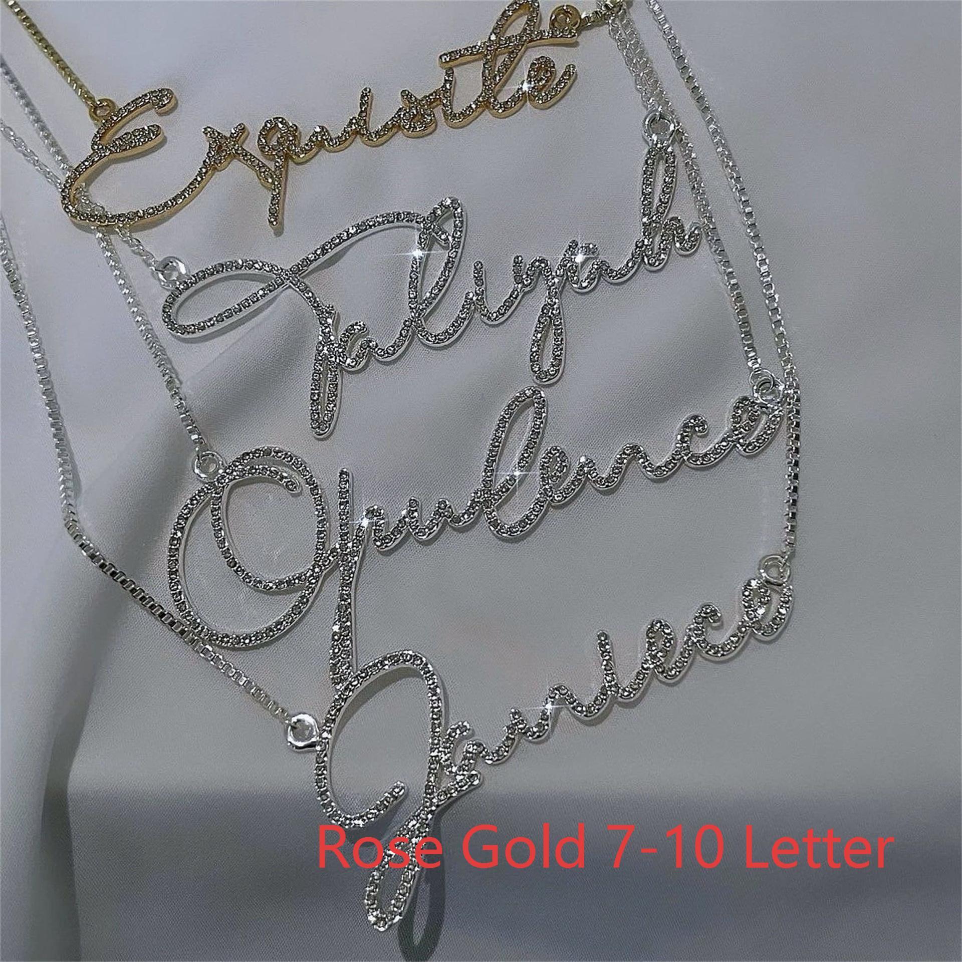 Name Necklace Stainless Steel English Letter Name Diamond-studded Necklace