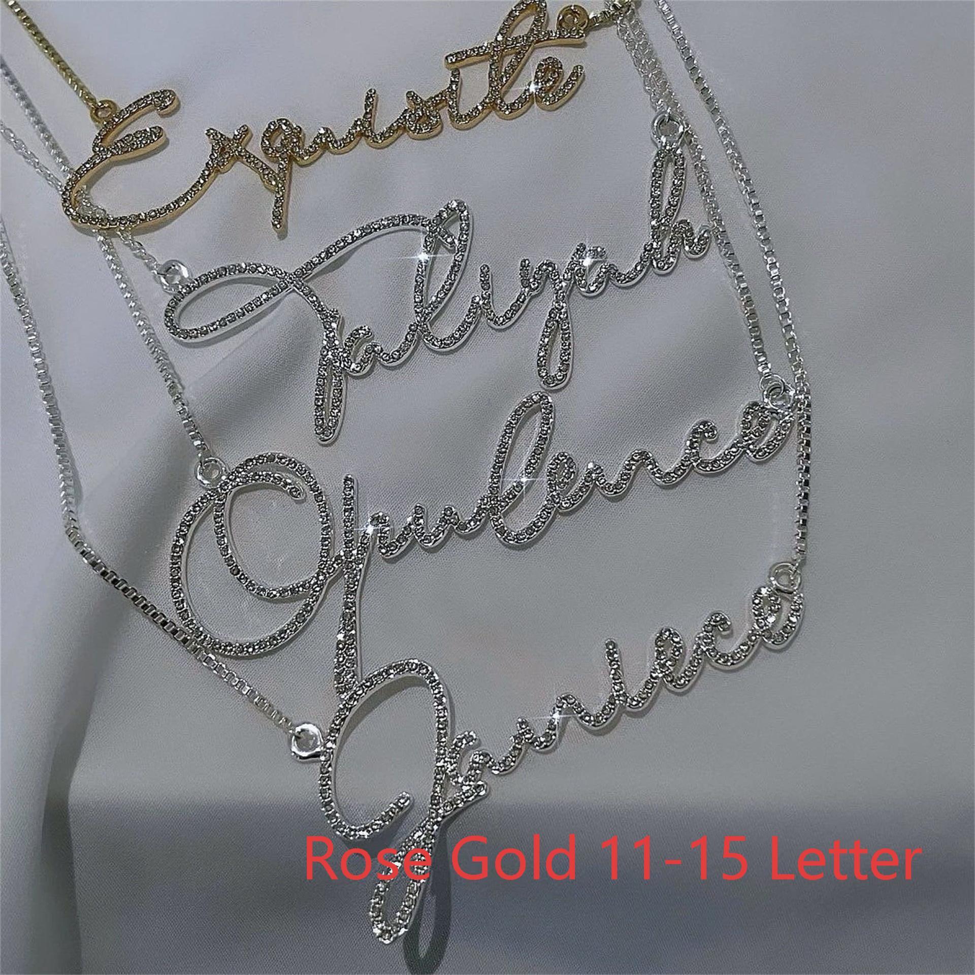 Name Necklace Stainless Steel English Letter Name Diamond-studded Necklace
